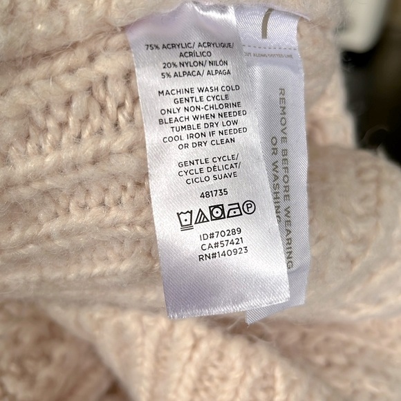 LOFT Pointelle Mock Neck Sweater Pastel Pink 481735 acrylic nylon alpaca Small - Picture 6 of 10